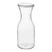 A clear polycarbonate carafe with a white flat lid.