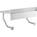 a metal shelf with metal legs