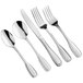 An Acopa Saxton stainless steel flatware set with a spoon, fork, and knife.