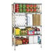 A MetroMax Q shelving unit full of food items.