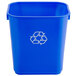 Continental 1358-1 13.6 Qt. / 3 Gallon Blue Rectangular Recycling Wastebasket / Trash Can