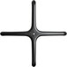 A black metal cross with holes.