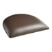 A Lancaster Table & Seating mahogany wood bar stool with a dark brown cushion on a white background.