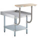 A Regency stainless steel equipment stand with a wooden top.