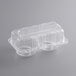 A close-up of a Choice clear plastic container with two compartments and a lid.