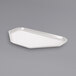 A white fiberglass trapezoid tray by MFG Tray.