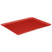 a red rectangular tray on a white background