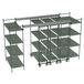 A metal Metro Top-Track shelving unit with four shelves.