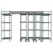 A grey Metro Top-Track shelving unit with wheels.
