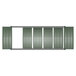 A green metal rectangular top track with white lines.