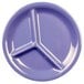 A purple Thunder Group melamine plate with three sections.