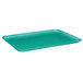 A mint green rectangular fiberglass cafeteria tray.