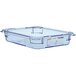An Araven blue plastic food pan with a lid.