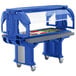 A navy blue Cambro Versa food cart with a low salad bar on wheels.