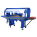 A navy blue food buffet on wheels.
