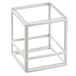 A white cube with a clear glass frame on top.