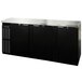 A black rectangular Continental Back Bar Refrigerator with two doors and a silver handle.