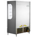 A Beverage-Air VueMax air curtain merchandiser with a glass door open.