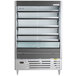 A Beverage-Air VueMax air curtain merchandiser with glass doors on a white background.