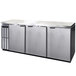 A stainless steel Continental Back Bar Refrigerator with three doors.