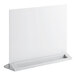 A white rectangular Quartet glass dry erase board with a metal stand.