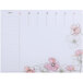 A white calendar with pink flowers on it.