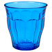 A stackable blue Duralex Picardie glass tumbler.