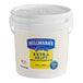 A white Hellmann's pail with a yellow label.