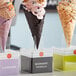 A close-up of a Konery vanilla waffle cone.