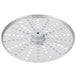 A Robot Coupe hard cheese grating disc, a circular metal disc with holes in it.
