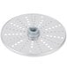 A white plastic circular disc with holes.