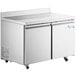 An Avantco stainless steel worktop freezer with two doors.