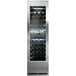 A Perlick stainless steel wine refrigerator with glass doors full of wine bottles.