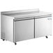 An Avantco stainless steel worktop freezer with two doors.