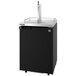 A black and silver Hoshizaki beer dispenser with a tap.
