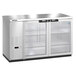 a stainless steel refrigerator with glass doors