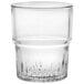 A Duralex clear glass tumbler with a rim.