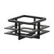 A black metal Craftsman square candle holder with four shelves inside.