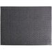 A black woven vinyl rectangle placemat with a basketweave pattern in black and white.