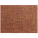 A white background with a black and yellow twill woven vinyl rectangle placemat with a red and yellow border.