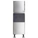 A close-up of a Hoshizaki stainless steel air cooled ice machine with a silver top.