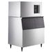 A large silver Hoshizaki air cooled ice machine with a black vent and stainless steel door.