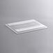 A white rectangular Vigor polycarbonate food storage container with a clear plastic lid.