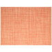 An apricot woven vinyl rectangle placemat with a basketweave design in orange and yellow.