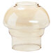 A clear glass mushroom globe with a round bottom and a lid with an amber luster finish.