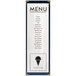 A blue H. Risch, Inc. vinyl menu cover with gold corners and white text on a white background.