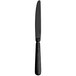 A close-up of a Sola stainless steel table knife with a black handle.