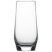 A close-up of a Schott Zwiesel Pure longdrink/collins glass filled with a clear liquid.