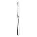 A silver butter knife with a white handle.