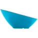 A close up of a GET Seabreeze melamine bowl with a white rim and blue interior.